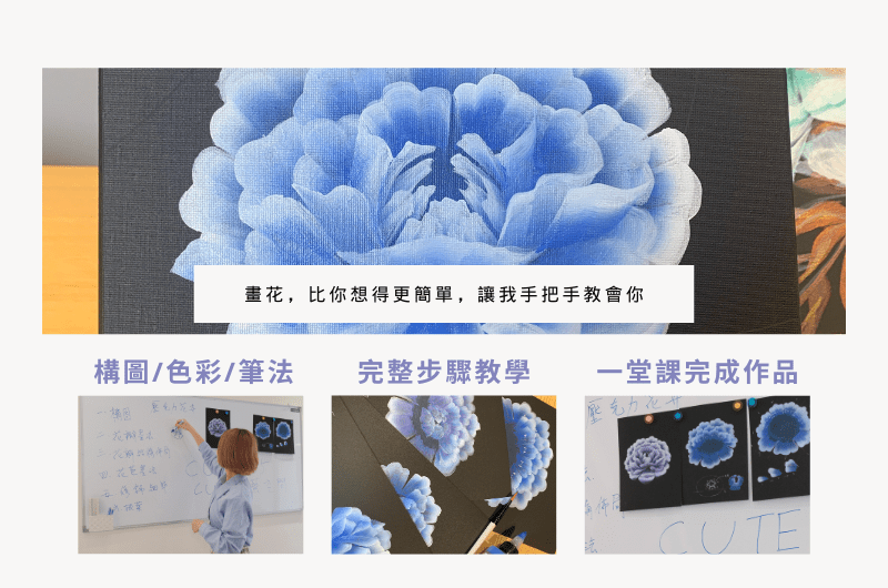 裝飾畫|手作畫畫課程體驗|台中手作|台北畫畫課|壓克力花卉課|企業內訓|團體活動|手作課程|花卉節|手作老師|飯店手作課程
