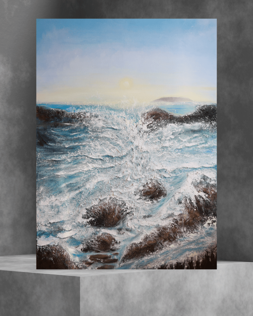 浪蝕|壓克力肌理畫|台灣藝術家|楊邵涵|愛麗森作品|海浪|畫海