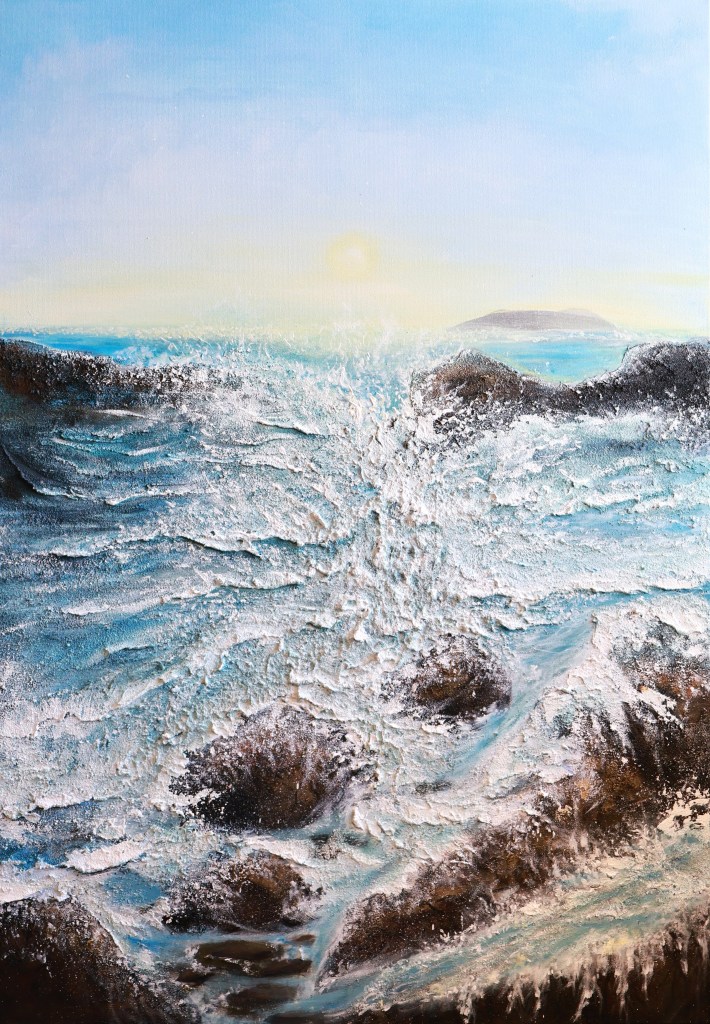 浪蝕|壓克力肌理畫|台灣藝術家|楊邵涵|愛麗森作品|海浪|畫海