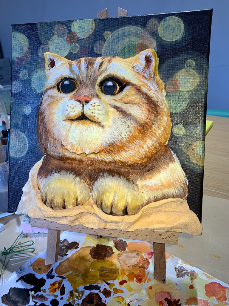 【原創】幸福肥立體畫貓咪小方包|愛麗森藝術創作|隨身小包|送禮推薦|文創