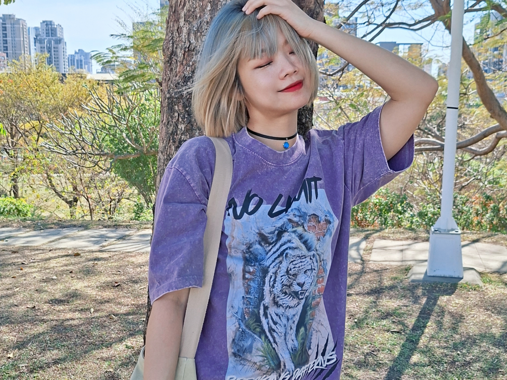 美式復古厚磅棉T|男生T恤不激凸|男女可穿情侶裝|藝術家聯名T|老虎圖案